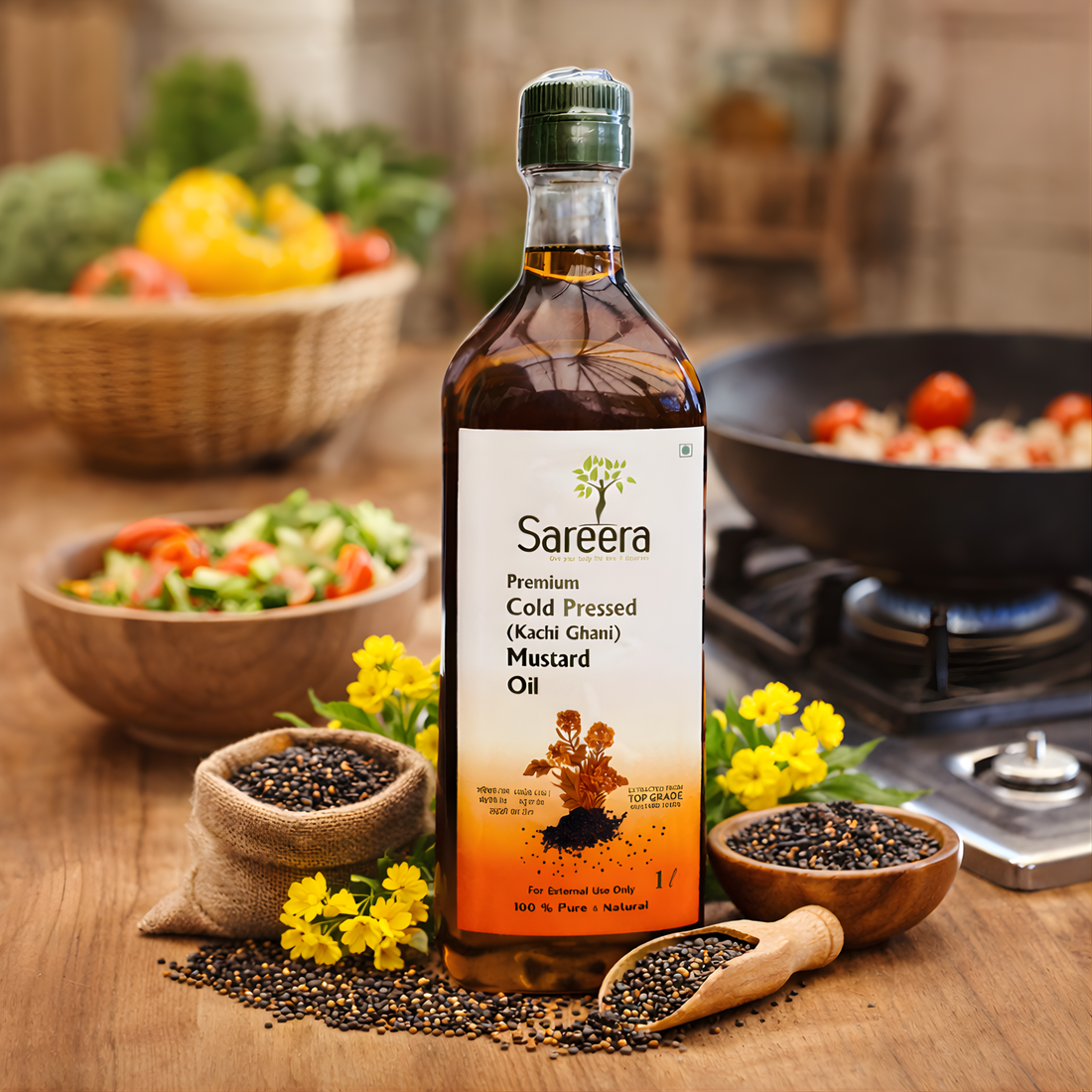 Sareera Cold Pressed Mustard Oil - 1 Ltr