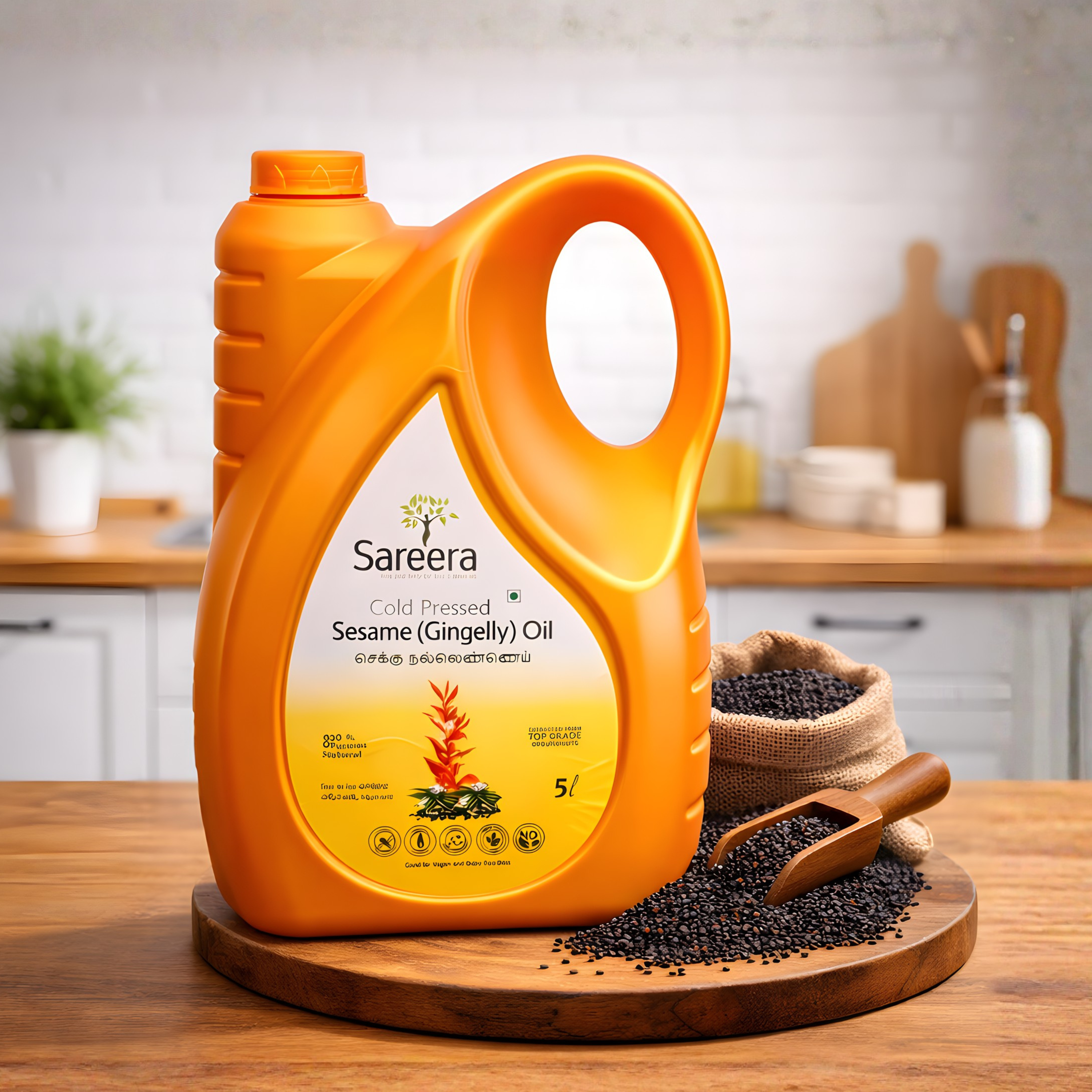Sareera Cold Pressed Sesame(Gingelly) Oil - 5 Ltr