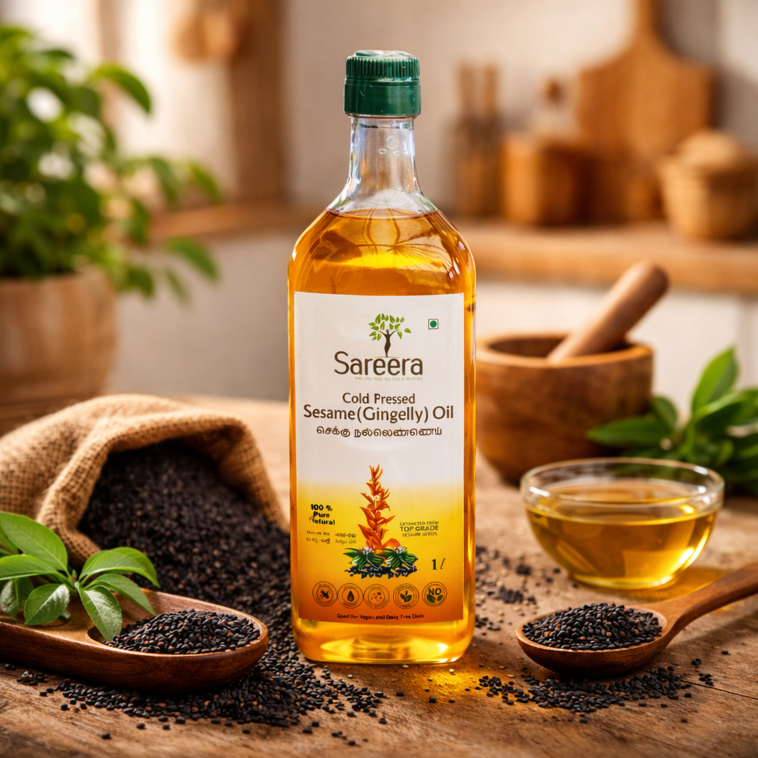 Sareera Cold Pressed Sesame(Gingelly) Oil - 1 Ltr