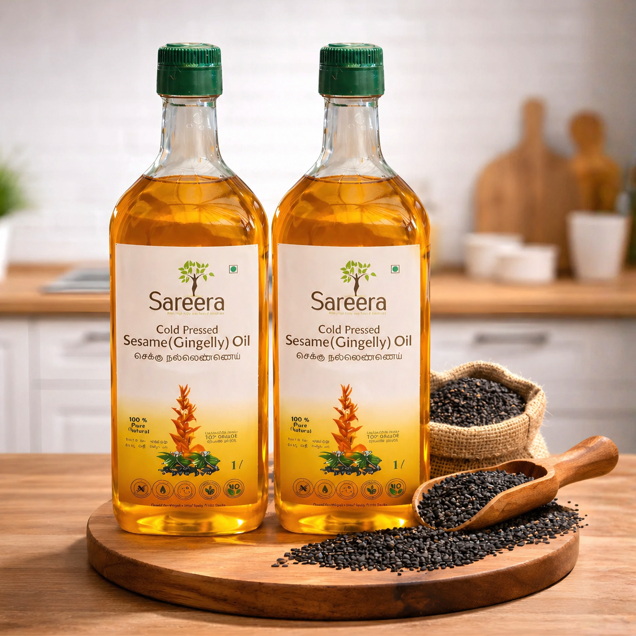 Sareera Cold Pressed Sesame(Gingelly) Oil Multi Pack (1L Pack Of 2)