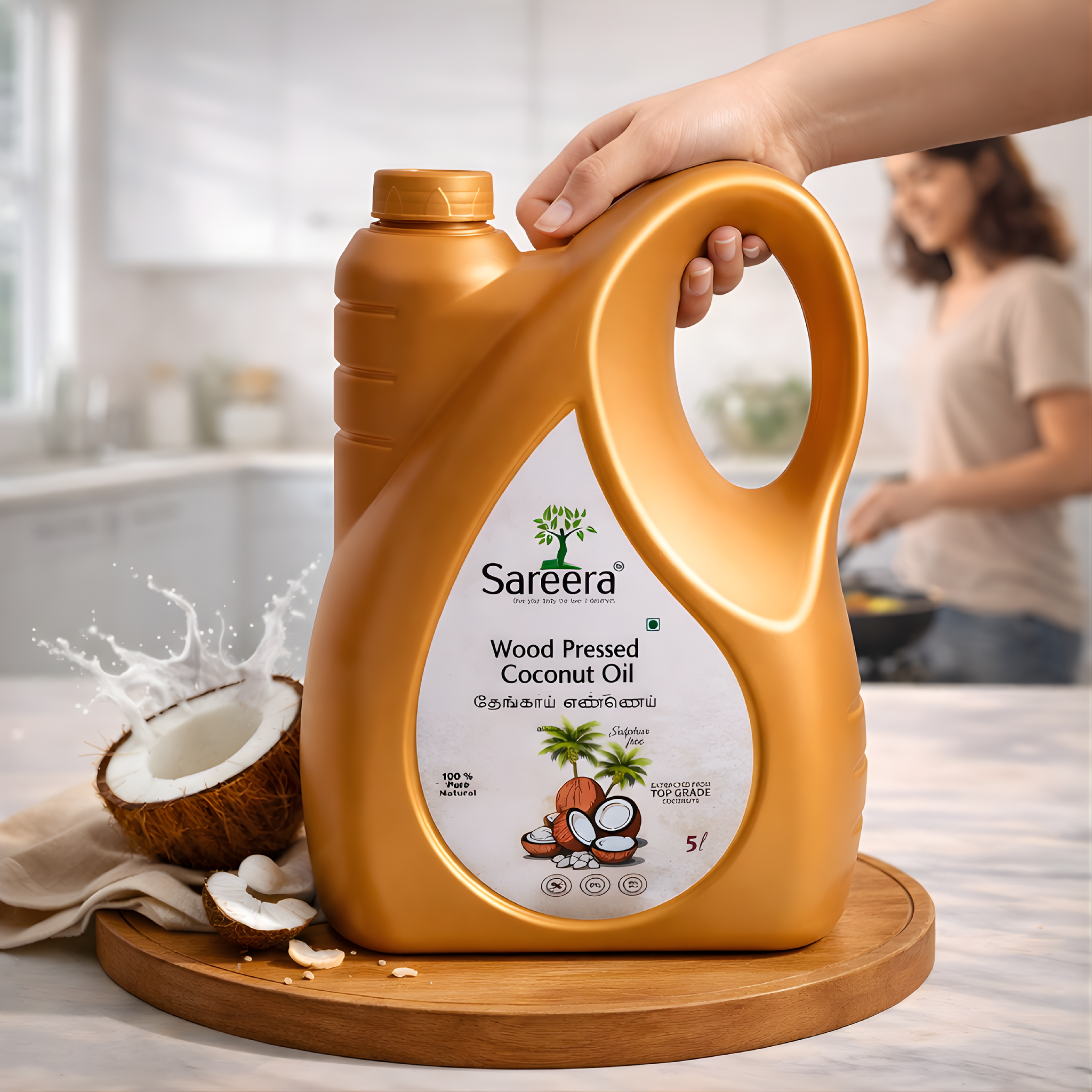 Sareera Wood Pressed Coconut Oil - 5 Ltr