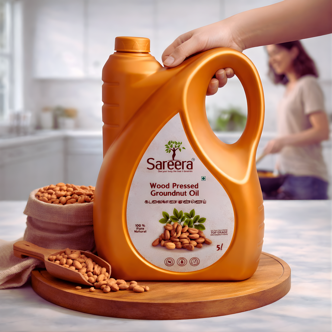 Sareera Wood Pressed Groundnut Oil - 5 Ltr