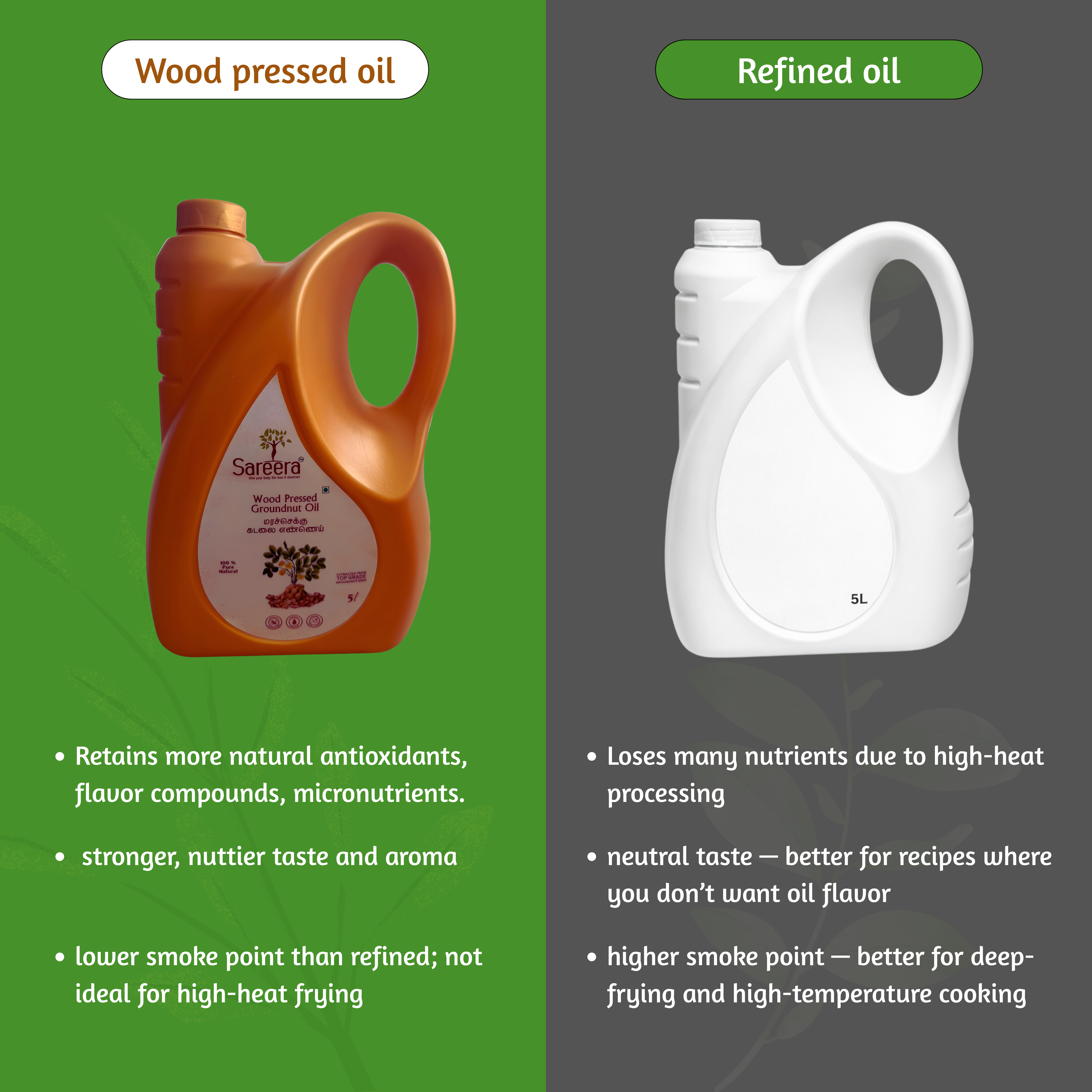 Sareera Wood Pressed Groundnut Oil - 5 Ltr