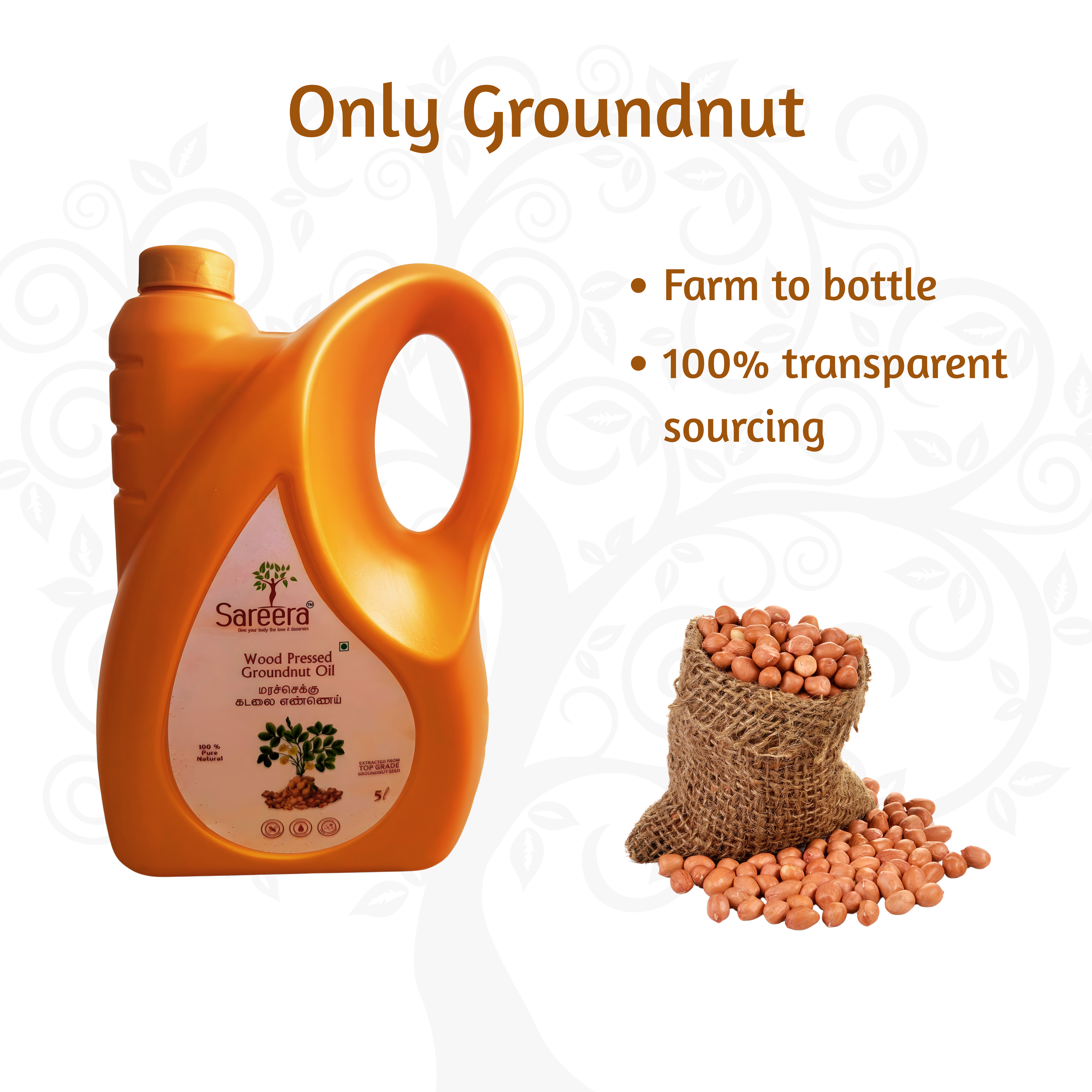 Sareera Wood Pressed Groundnut Oil - 5 Ltr