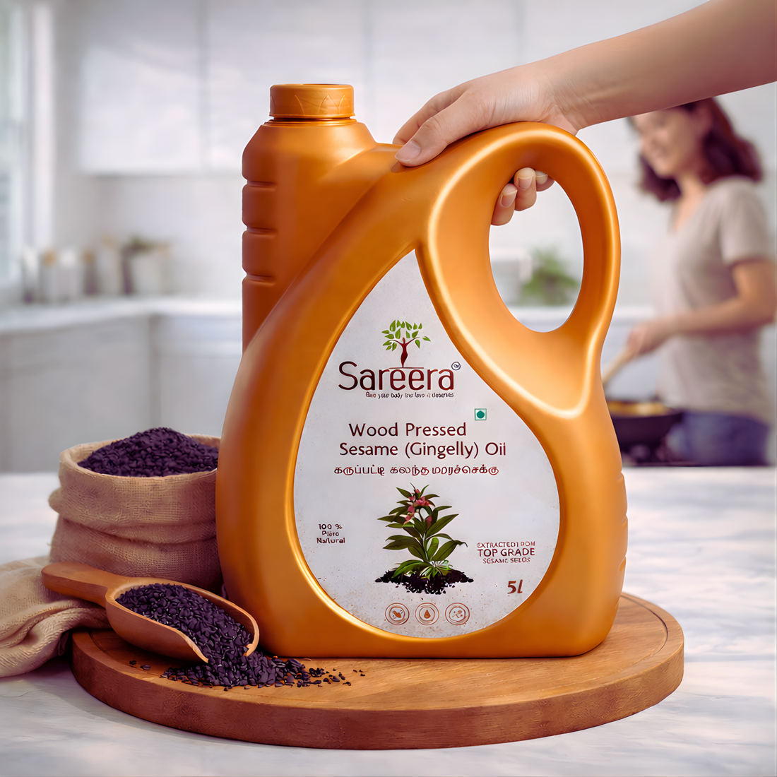 Sareera Wood Pressed Sesame(Gingelly) Oil - 5 Ltr