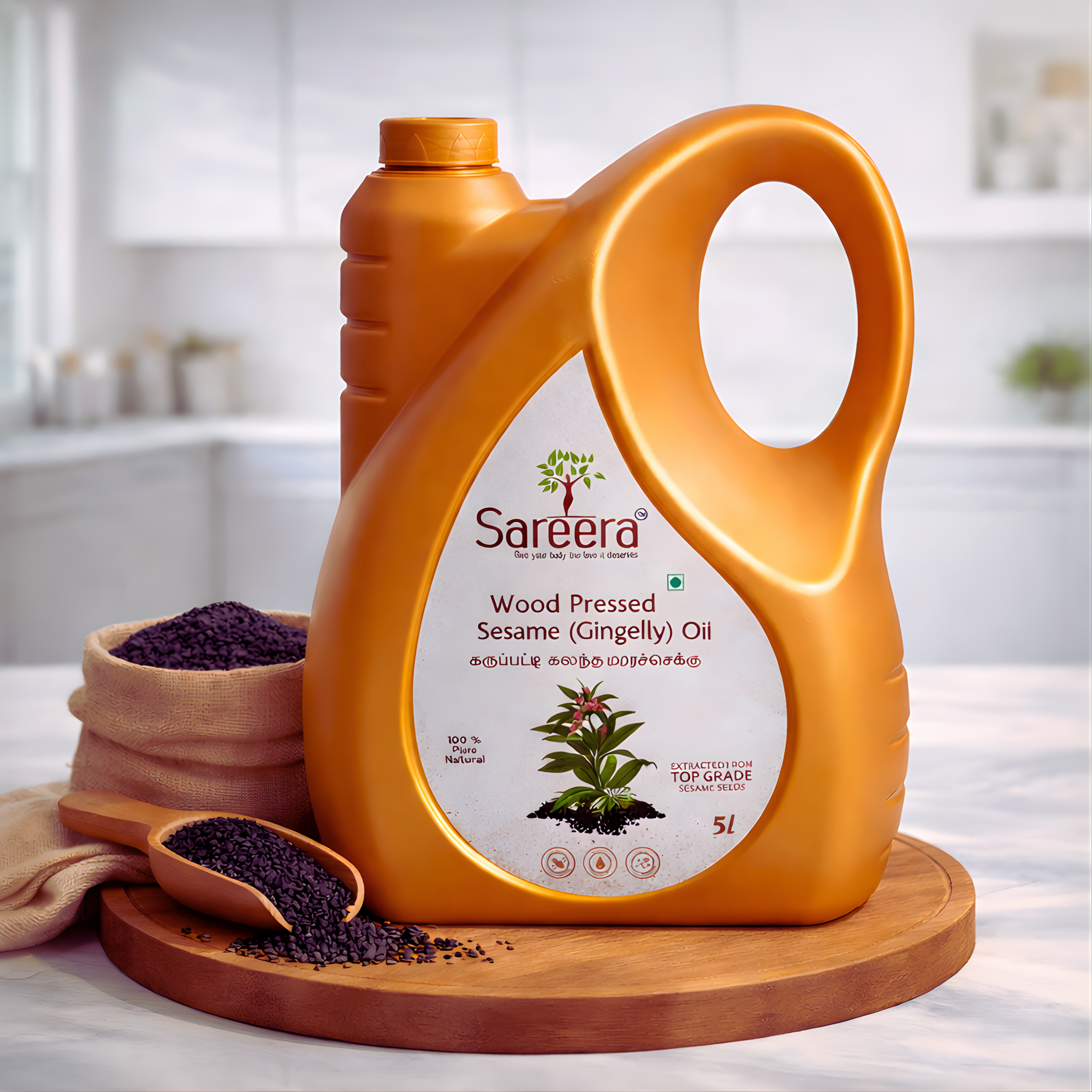 Sareera Wood Pressed Sesame(Gingelly) Oil - 5 Ltr