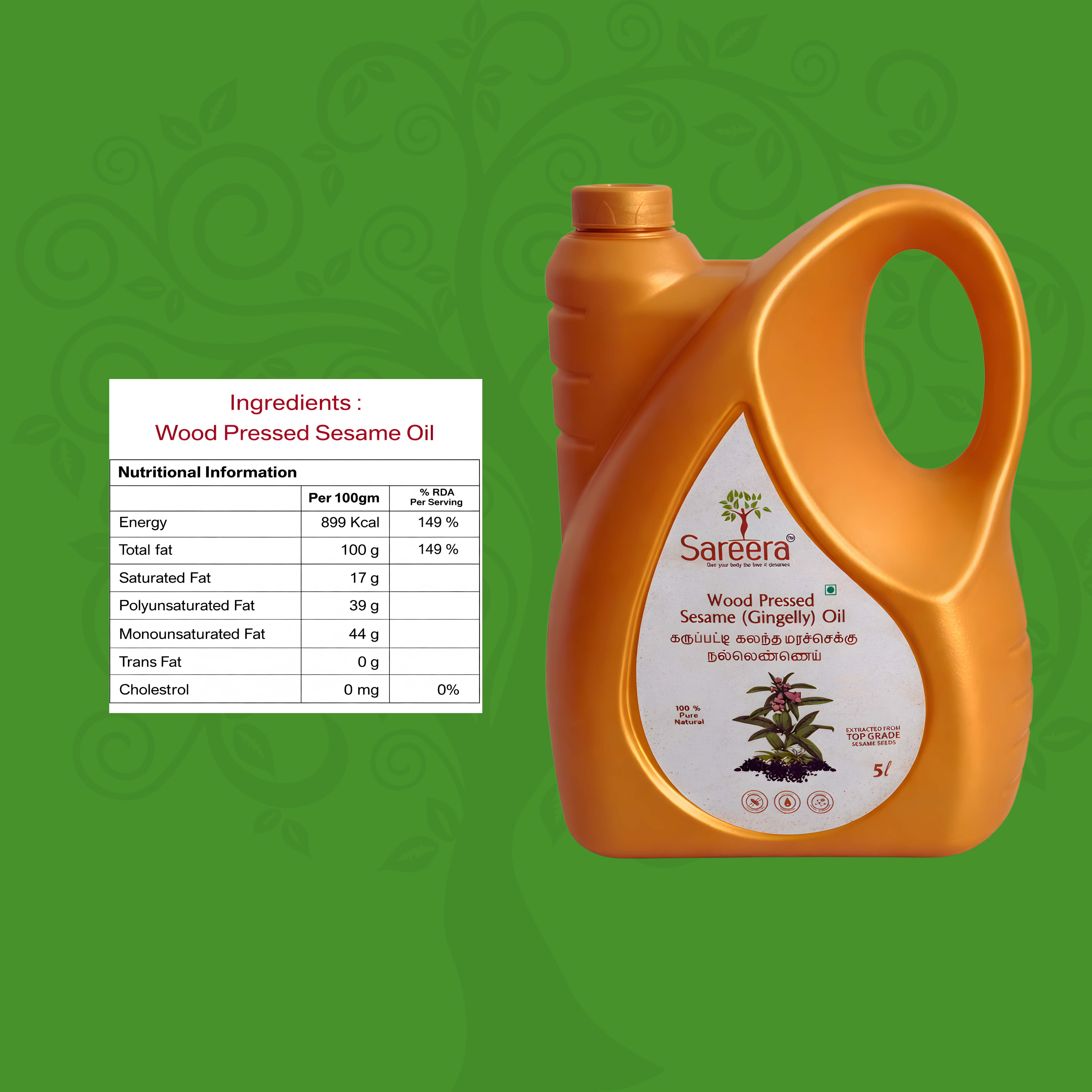 Sareera Wood Pressed Sesame(Gingelly) Oil
