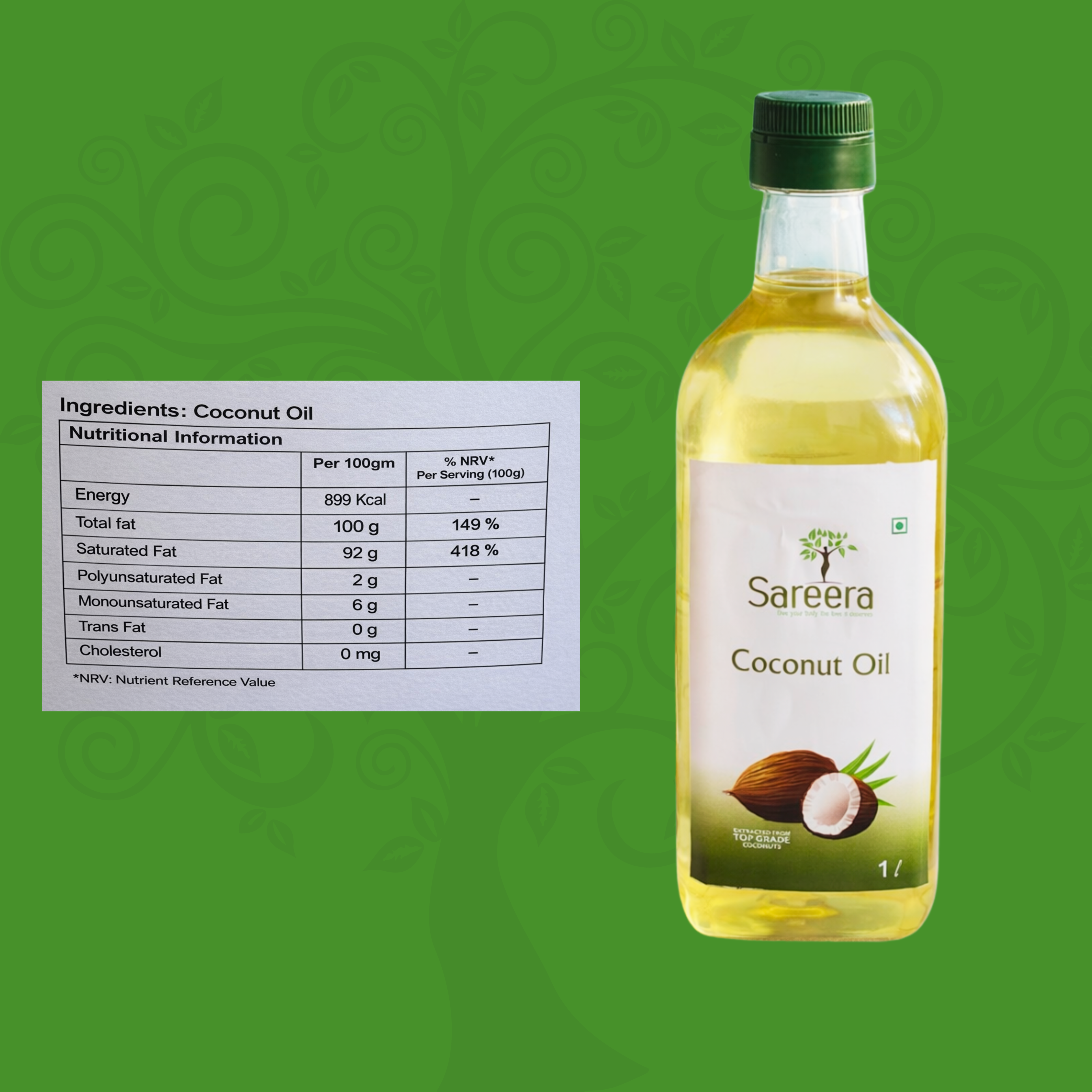 Sareera Cold Pressed Coconut Oil - 1 Ltr