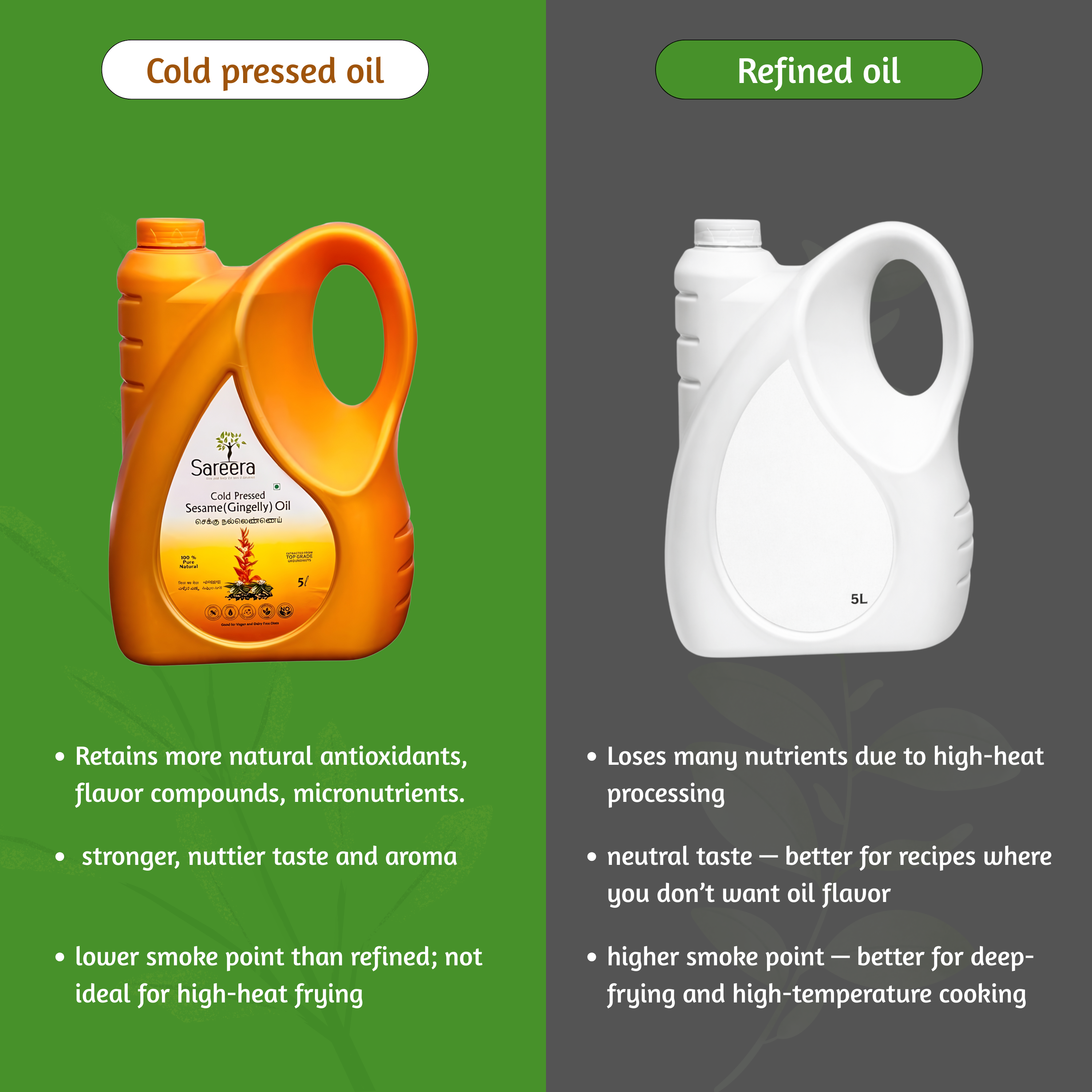 Sareera Cold Pressed Sesame(Gingelly) Oil - 5 Ltr
