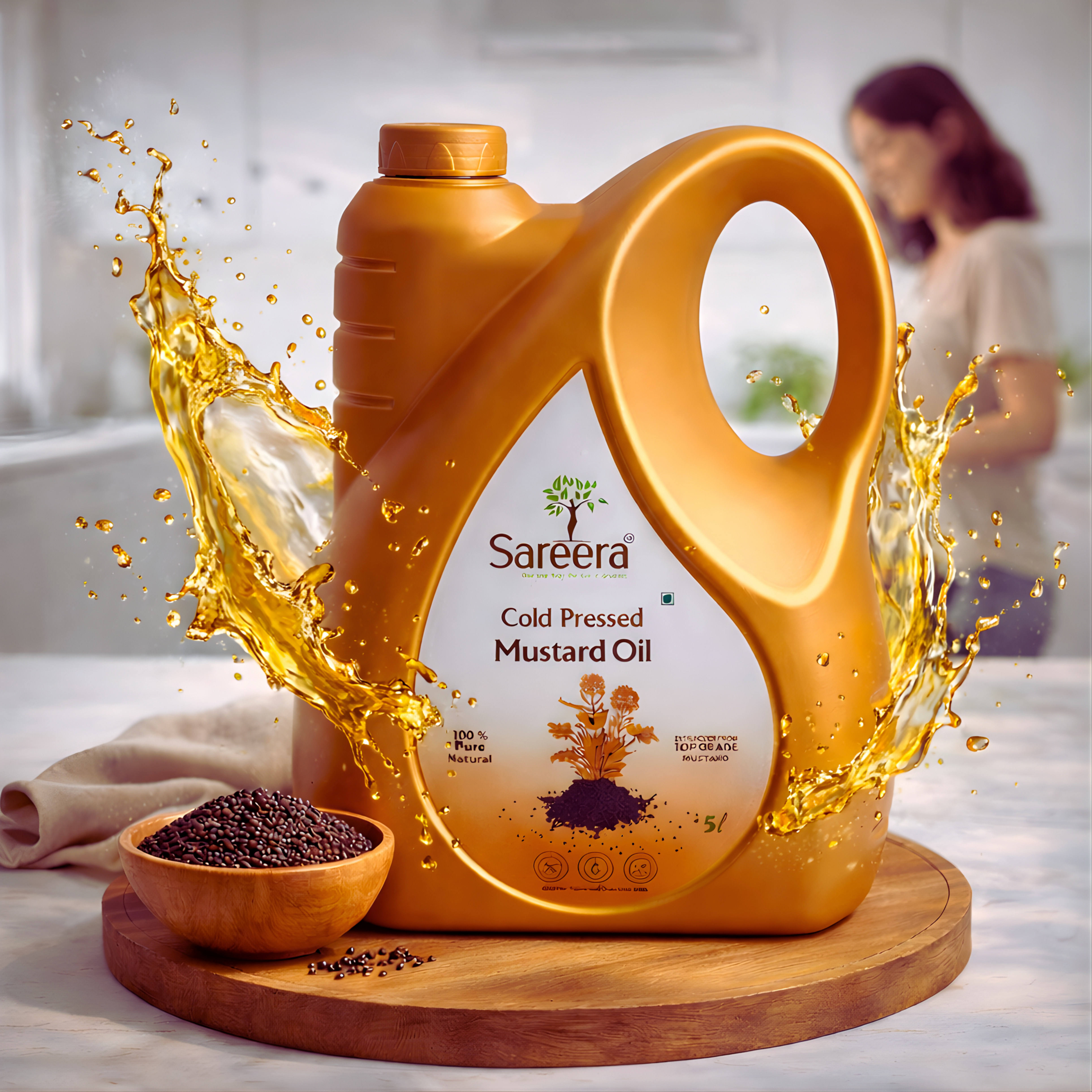 Sareera Cold Pressed Mustard Oil - 5 Ltr