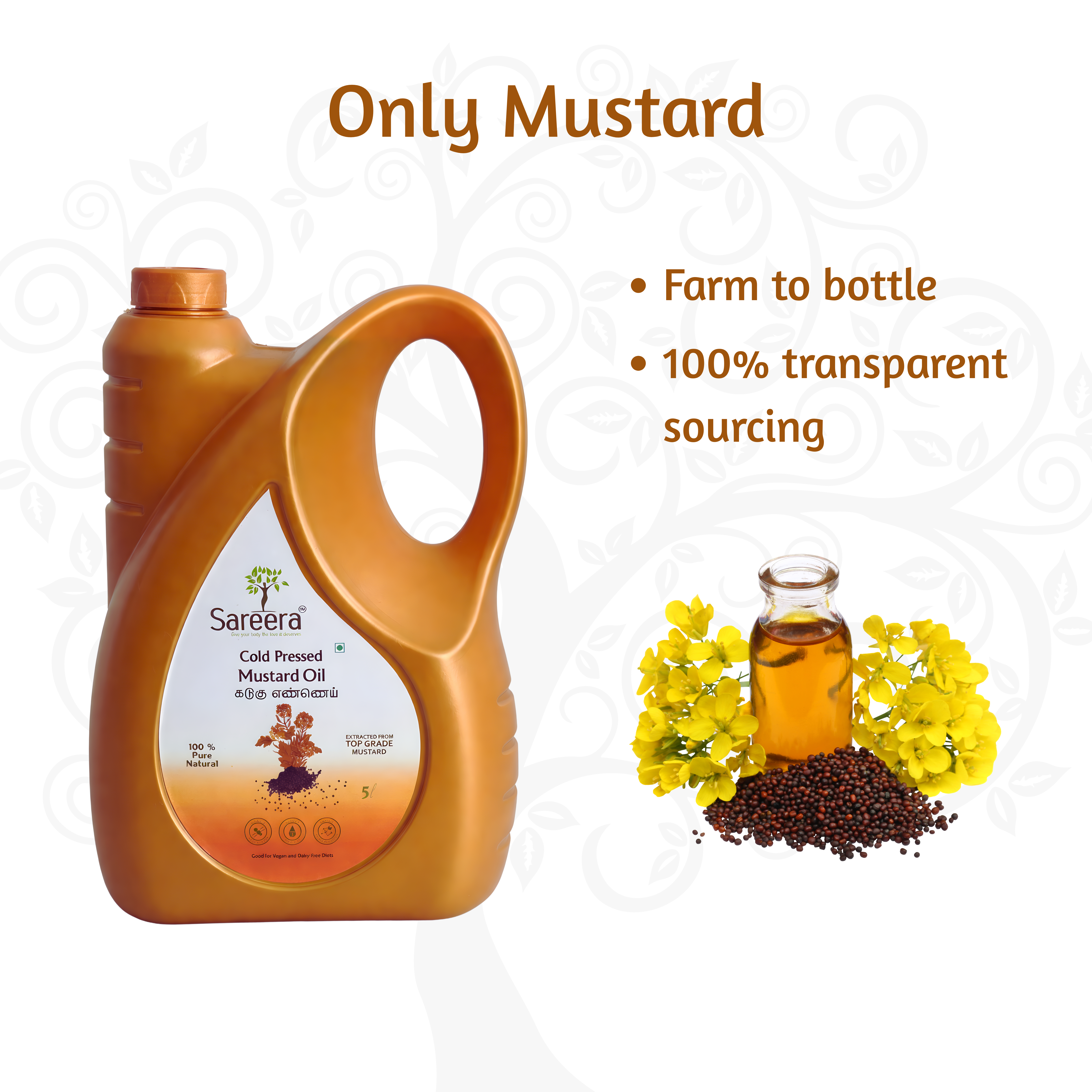 Sareera Cold Pressed Mustard Oil - 5 Ltr
