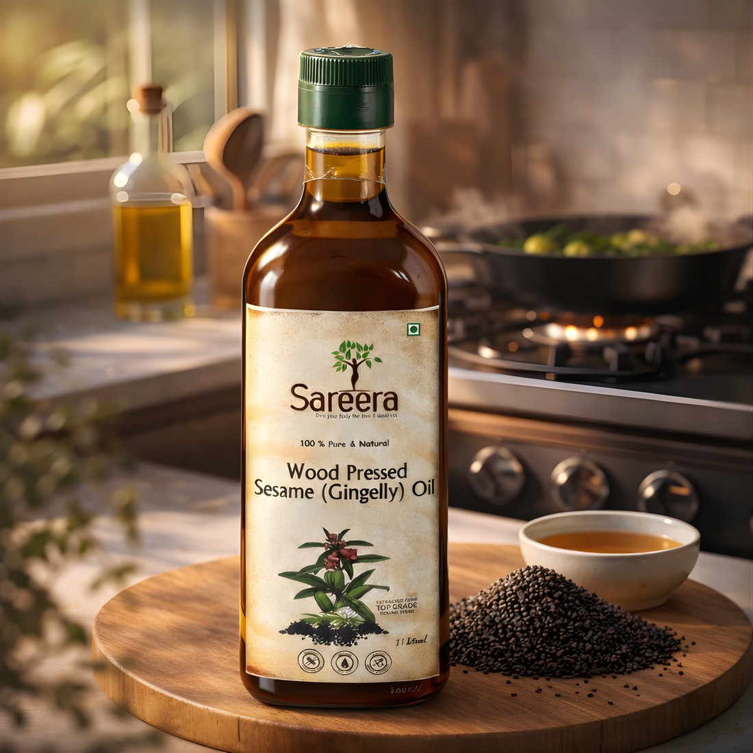 Sareera Wood Pressed Sesame(Gingelly) Oil - 1 Ltr