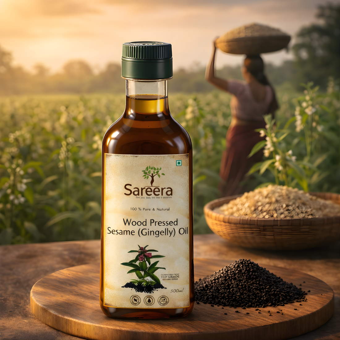 Sareera Wood Pressed Sesame(Gingelly) Oil - 500 ML